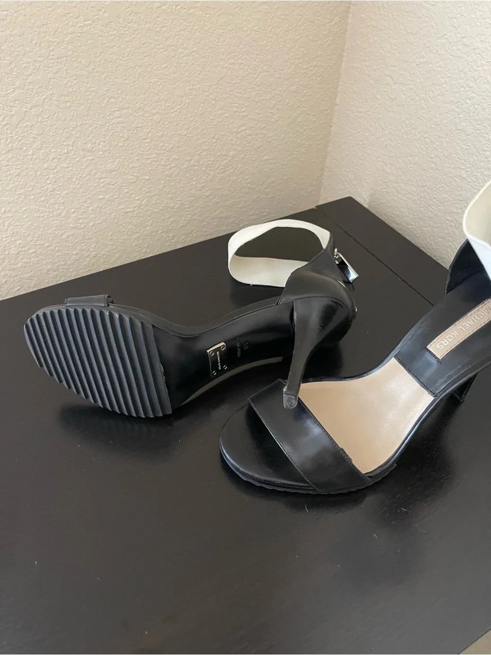 Michael Kors Black Heels with White Ankle Cuff